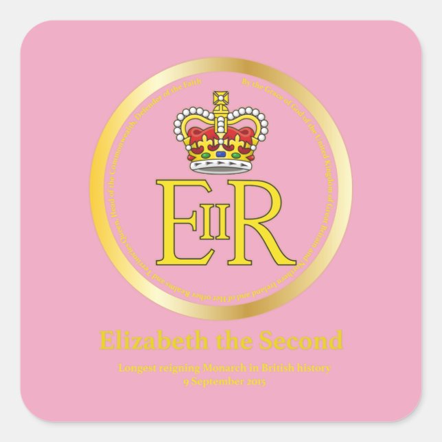 Königin Elizabeth II Reign Quadratischer Aufkleber (Vorderseite)