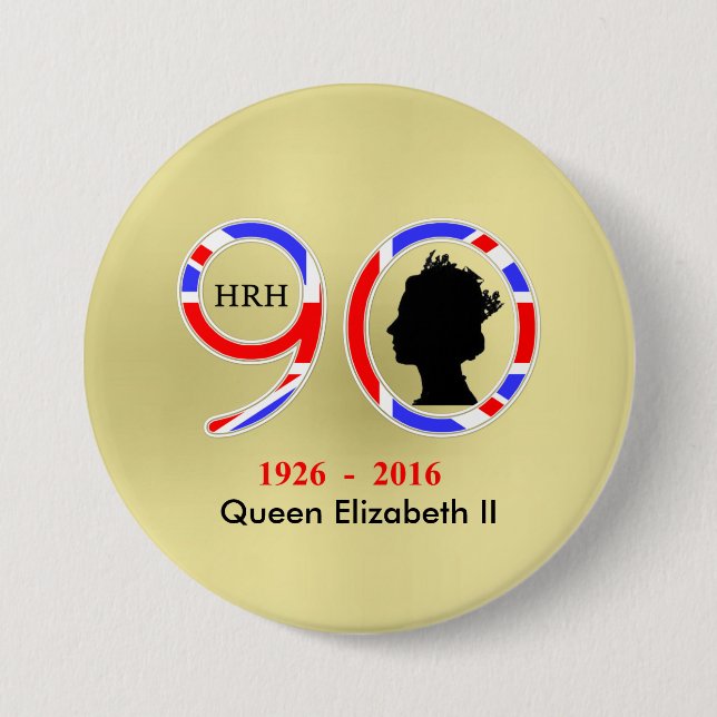 Königin Elizabeth II von England 90. Geburtstag Button (Vorderseite)