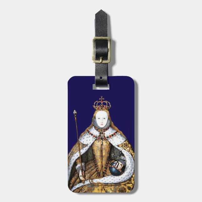 Königin Elizabeth of England Coronation Blue Gepäckanhänger (Vorderseite vertikal)