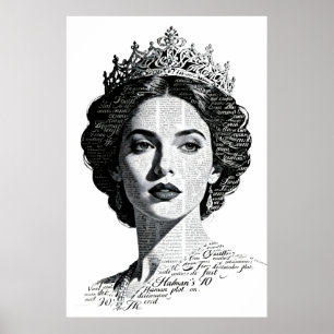 Königin Esther Kalligrafie-Porträt - Vintage-Schri Poster