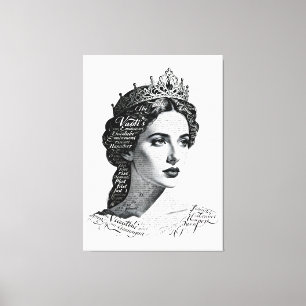 Königin Esther-Porträt - Vintage-Typografie Leinwanddruck