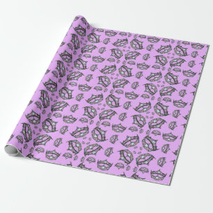 Königin-Herzen versilbern rosa lila Geschenk der Geschenkpapier