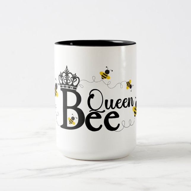 Königin, Honey Bee, Hummel, Geschenk für sie Zweifarbige Tasse (Mittel)