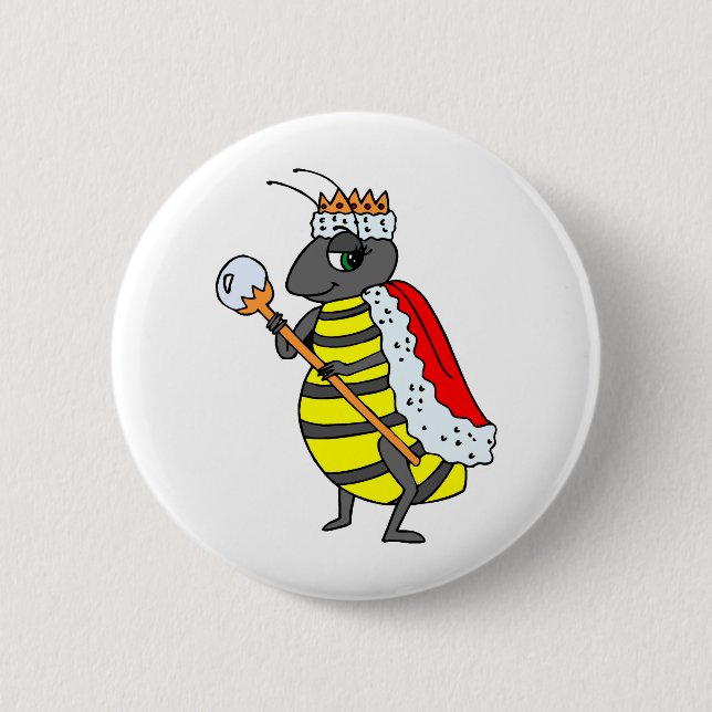 Königin-Honigbienen-Diva-Cartoon Button (Vorderseite)