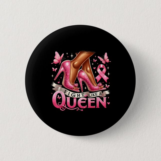 Königin kämpft wie eine Queen-Brustkrebs-Aware Button (Vorderseite)