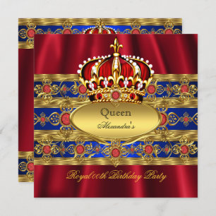 Königin King Prince Royal Blue Regal Red Crown 2 Einladung