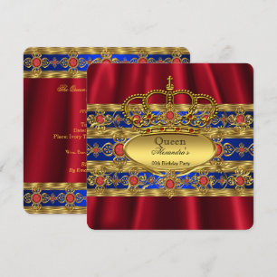Königin King Prince Royal Blue Regal Red Crown Einladung