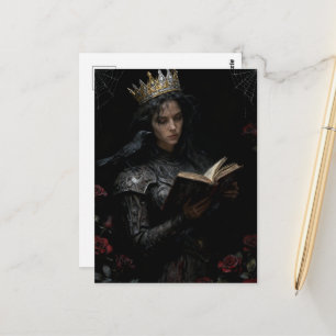 Königin liest ein Buch Postkarte