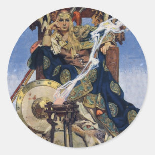 Königin Maeve Kriegerprinzessin Fantasy-Kunst Runder Aufkleber