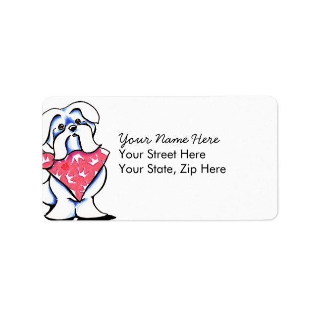 Königin Maltese Adressaufkleber (Vorne)