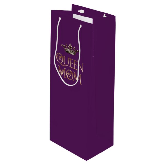 Königin Mama Geschenktüte Für Weinflaschen (Vorderseite Schrägansicht)