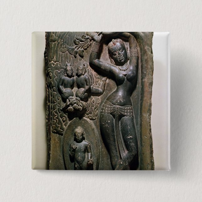 Königin-Maya, der dem zukünftigen Buddha entbindet Button (Vorderseite)