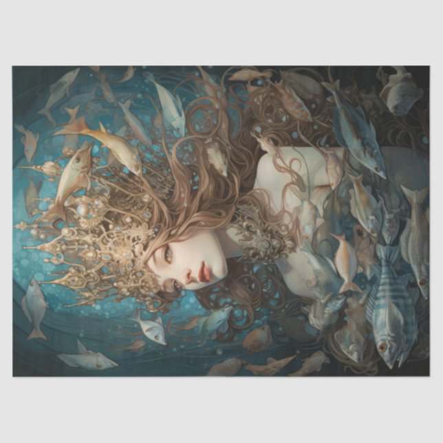 Königin Meerjungfrau und Fische unter Wasser Seidenpapier (Vorderseite)