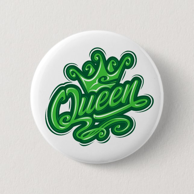 Königin mit Krone, Typografie-Design Button (Vorderseite)