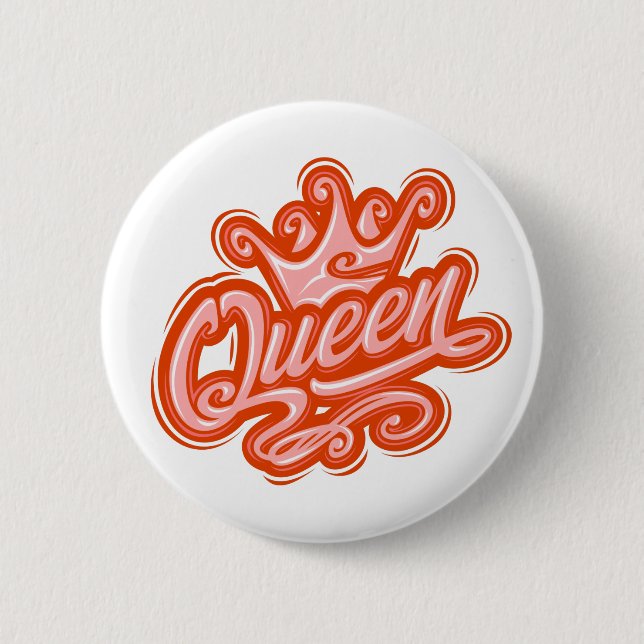Königin mit Krone, Typografie-Design Button (Vorderseite)