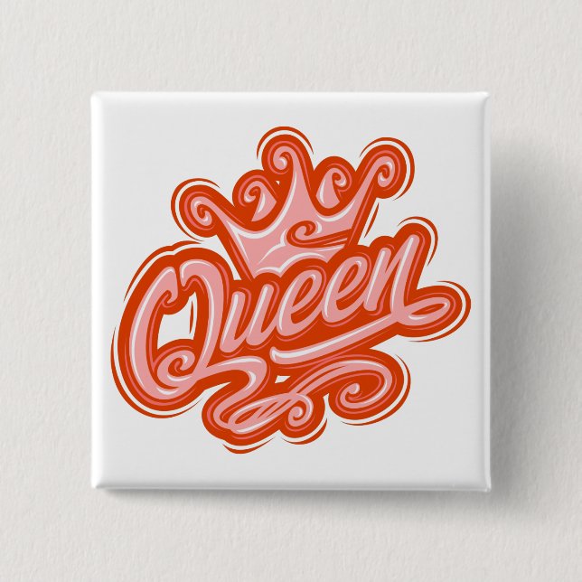 Königin mit Krone, Typografie-Design Button (Vorderseite)