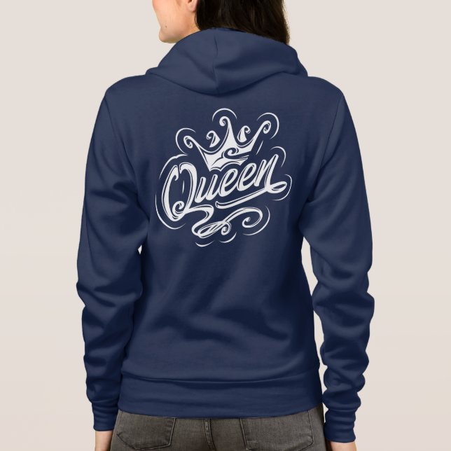 Königin mit Krone, Typografie-Design Hoodie (Rückseite)