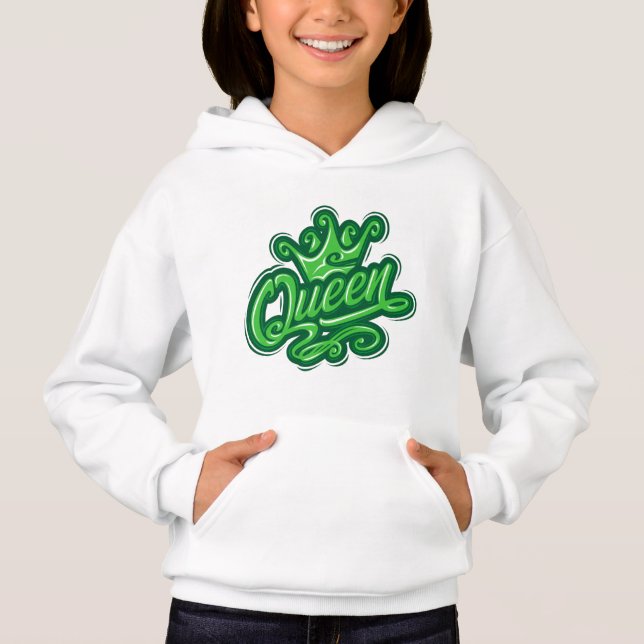 Königin mit Krone, Typografie-Design Hoodie (Vorderseite)