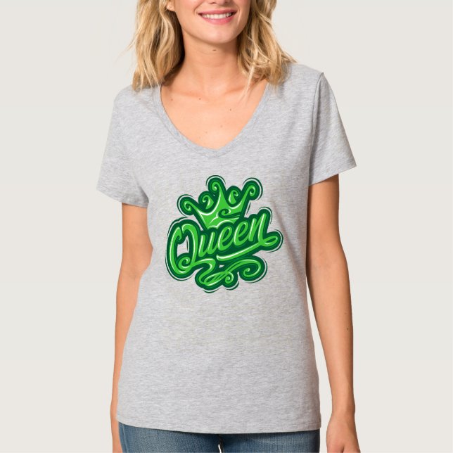 Königin mit Krone, Typografie-Design T-Shirt (Vorderseite)