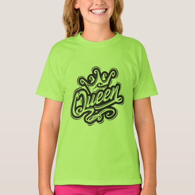 Königin mit Krone, Typografie-Design T-Shirt (Vorderseite)