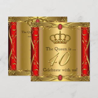 Königin oder König Regal Red Gold 40. Geburtstag P Einladung