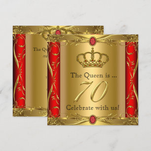 Königin oder König Regal Red Gold 70. Geburtstagsp Einladung