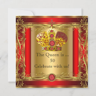 Königin oder König Regal Rot Gold 50. Geburtstagsf Einladung