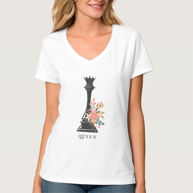 Königin | Schach Lover | Blumenschach T-Shirt (Vorderseite)