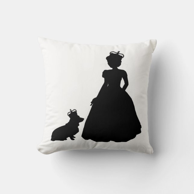 Königin- und Corgi-Silhouettekissen Elizabeth II Kissen (Vorderseite)