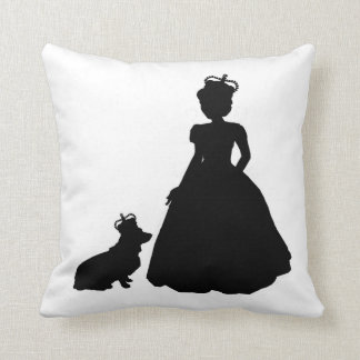 Königin- und Corgi-Silhouettekissen Elizabeth II Kissen