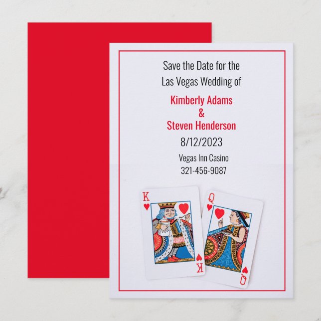 Königin und König der Herzen Hochzeit retten das D Einladung (Vorne/Hinten)