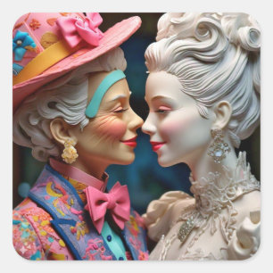 Königin und Prinzessin Quadratischer Aufkleber