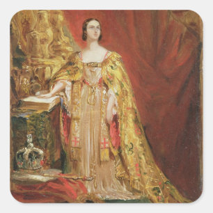 Königin Victoria (1819-1901) Einnahme der Krönung  Quadratischer Aufkleber