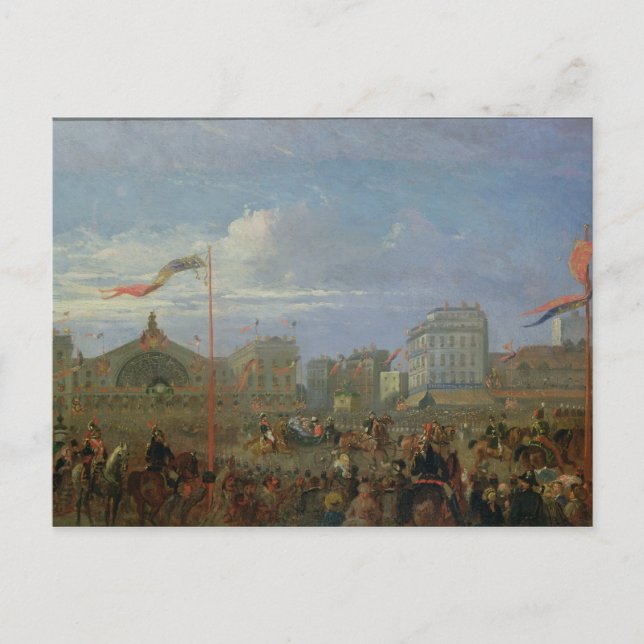 Königin Victoria Ankunft am Gare de l'Est Postkarte (Vorderseite)
