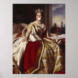 KÖNIGIN VICTORIA BLÄST EINEN ROSA KAUGUMMIBLASEN POSTER