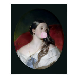 Königin Victoria bläst rosa Kaugummi Poster