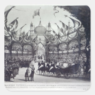Königin Victorias erster Besuch in Brighton Quadratischer Aufkleber