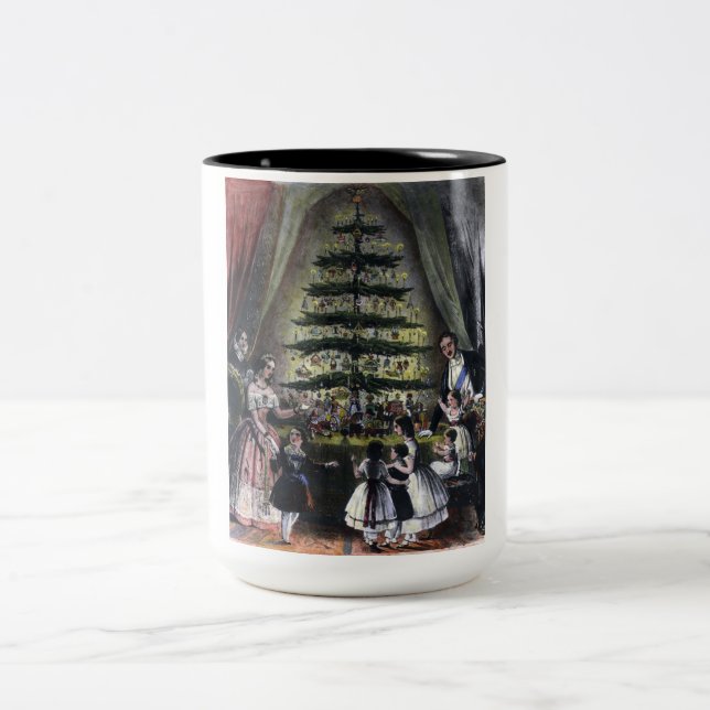 Königin Victorias Weihnachtsbaum Zweifarbige Tasse (Mittel)