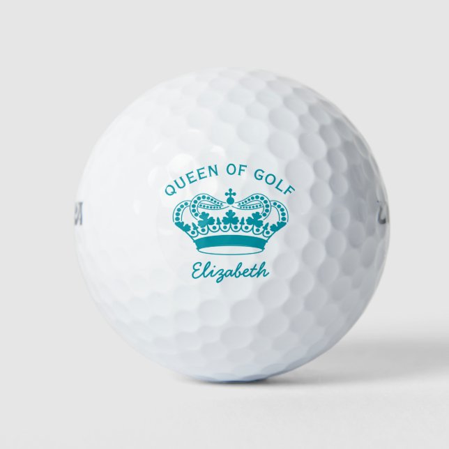 Königin von Golf Aquamarin Monogram Golf Balls Golfball (Vorderseite)