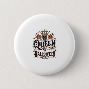 Königin von Halloween Vintage Schädel Kürbis Shirt Button