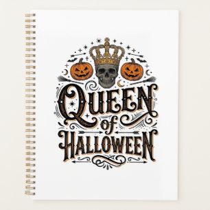 Königin von Halloween Vintage Schädel Kürbis Shirt Planer