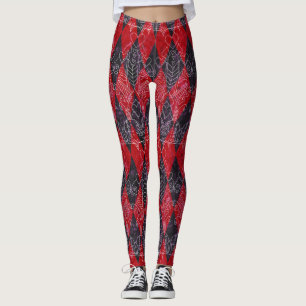 Königin von Hearts Harlequin Red Schwarz-weiß Leggings