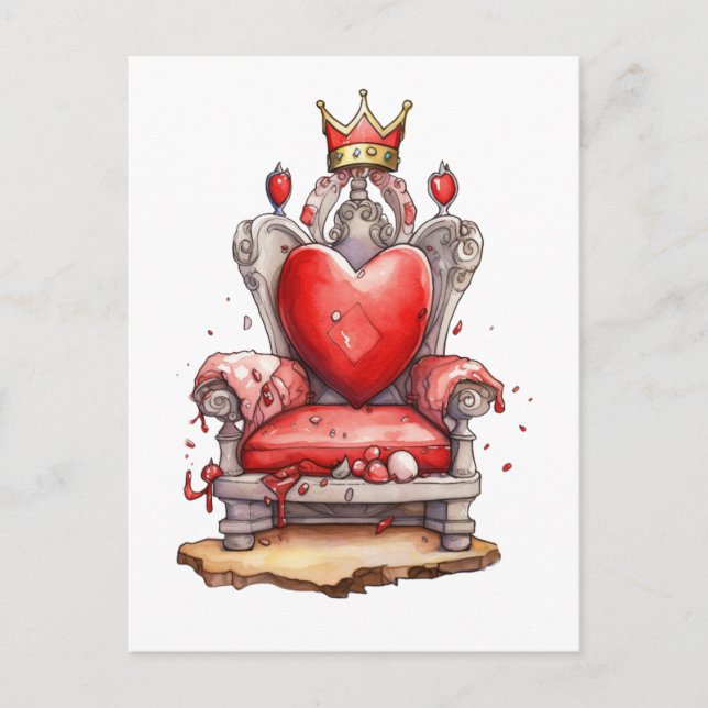 Königin von Hearts Throne Postkarte (Vorderseite)