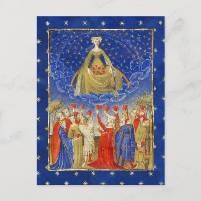 KÖNIGIN VON HERZEN IN STARRY NIGHT Valentinstag Postkarte (Vorderseite)