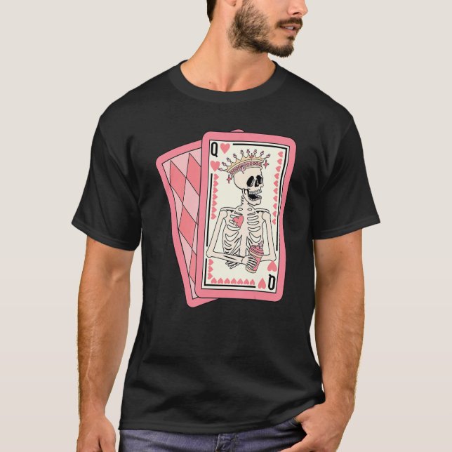 Königin von Herzen Kartenspiel Valentinstag T-Shirt (Vorderseite)