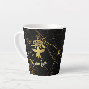 Königinnen-Biene Gold-Schwarz Marmor Latte Tasse