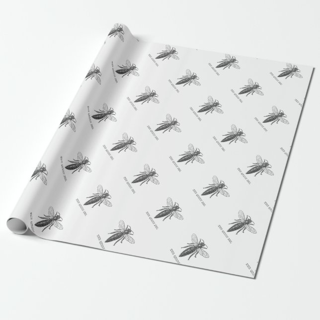 Königinnen-Bienen-Käfer-Insekt-Antik-Illustration Geschenkpapier (Ungerollt)