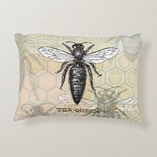 Königinnen-Bienen-Käfer-Insekt-antike-Illustration Zierkissen