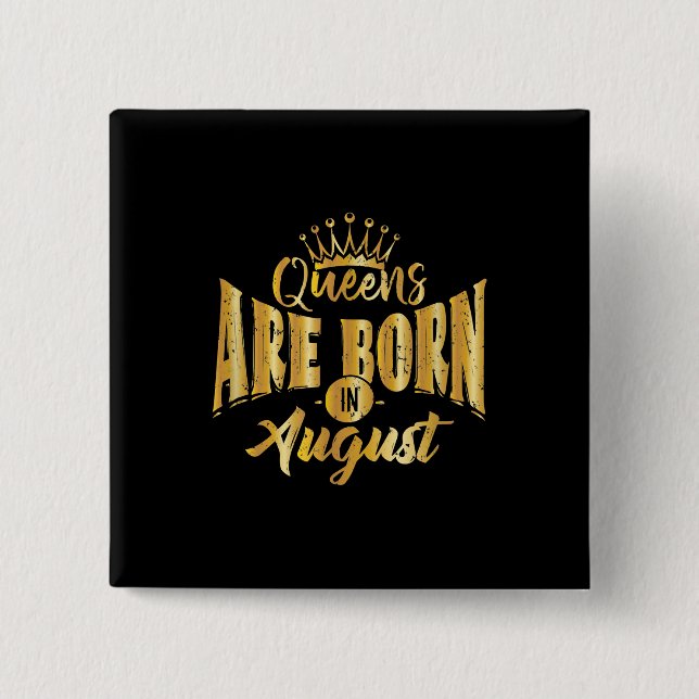 Königinnen sind Geboren im August schwarz Afro Fra Button (Vorderseite)