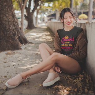 Königinnen sind Geboren im Oktober Imitats Glitzer T-Shirt